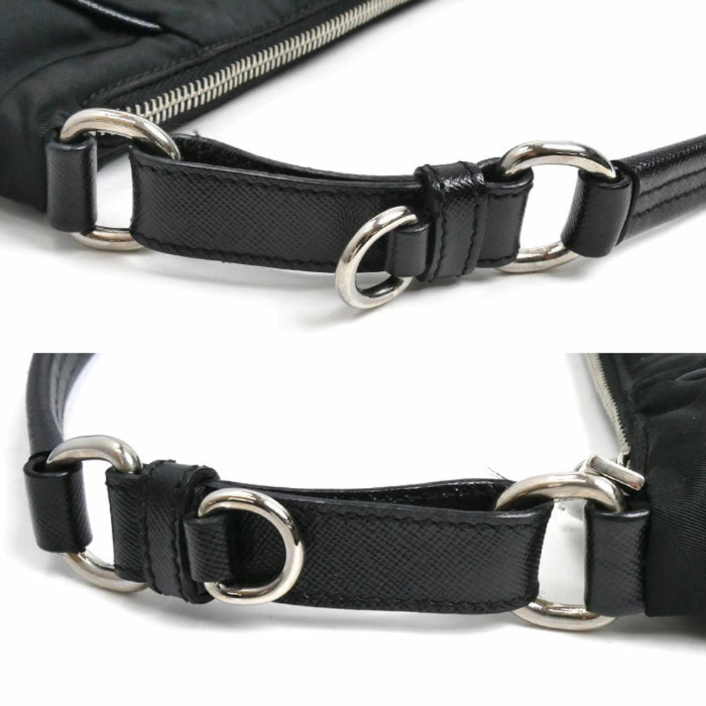 Prada Triangle Logo Tessuto Shoulder Bag Black - Picture 6 of 8
